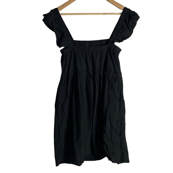 Madewell Marnay Black Flutter-Sleeve Square-Neck Mini Dress Size Medium - Picture 8 of 11